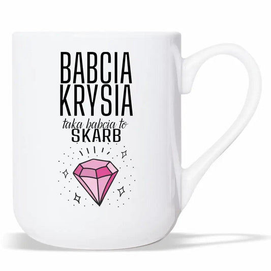 Kubek z imieniem dla babci Taka Babcia to skarb, kubek na Dzień Babci - storycups.pl