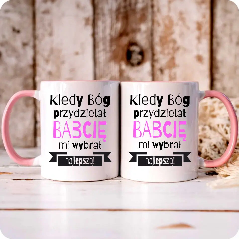 Różowy kubek z personalizowanym nadrukiem