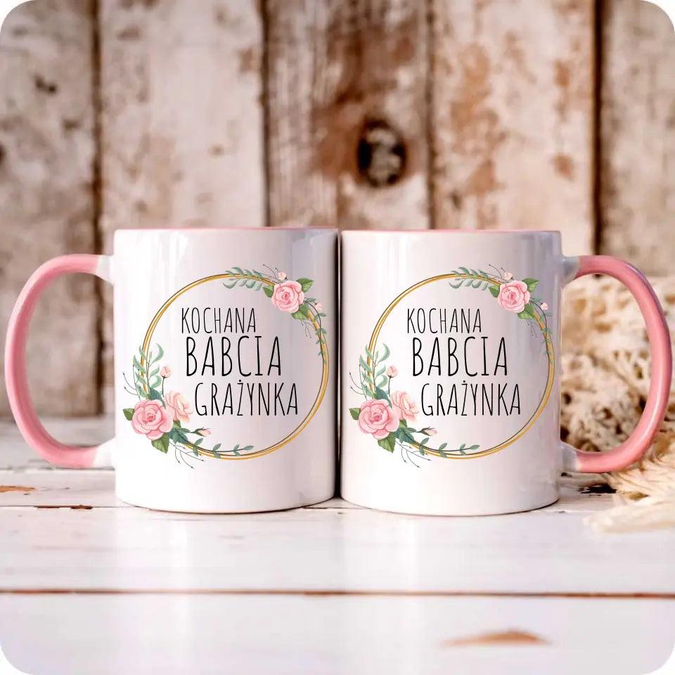 Personalizowany kubek dla babci imię Kochana Babcia, kubek na Dzień Babci - storycups.pl