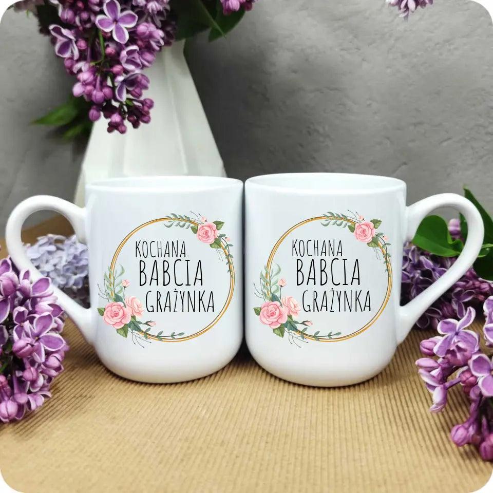 Personalizowany kubek dla babci imię Kochana Babcia, kubek na Dzień Babci - storycups.pl