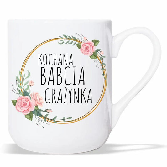 Personalizowany kubek dla babci imię Kochana Babcia, kubek na Dzień Babci - storycups.pl