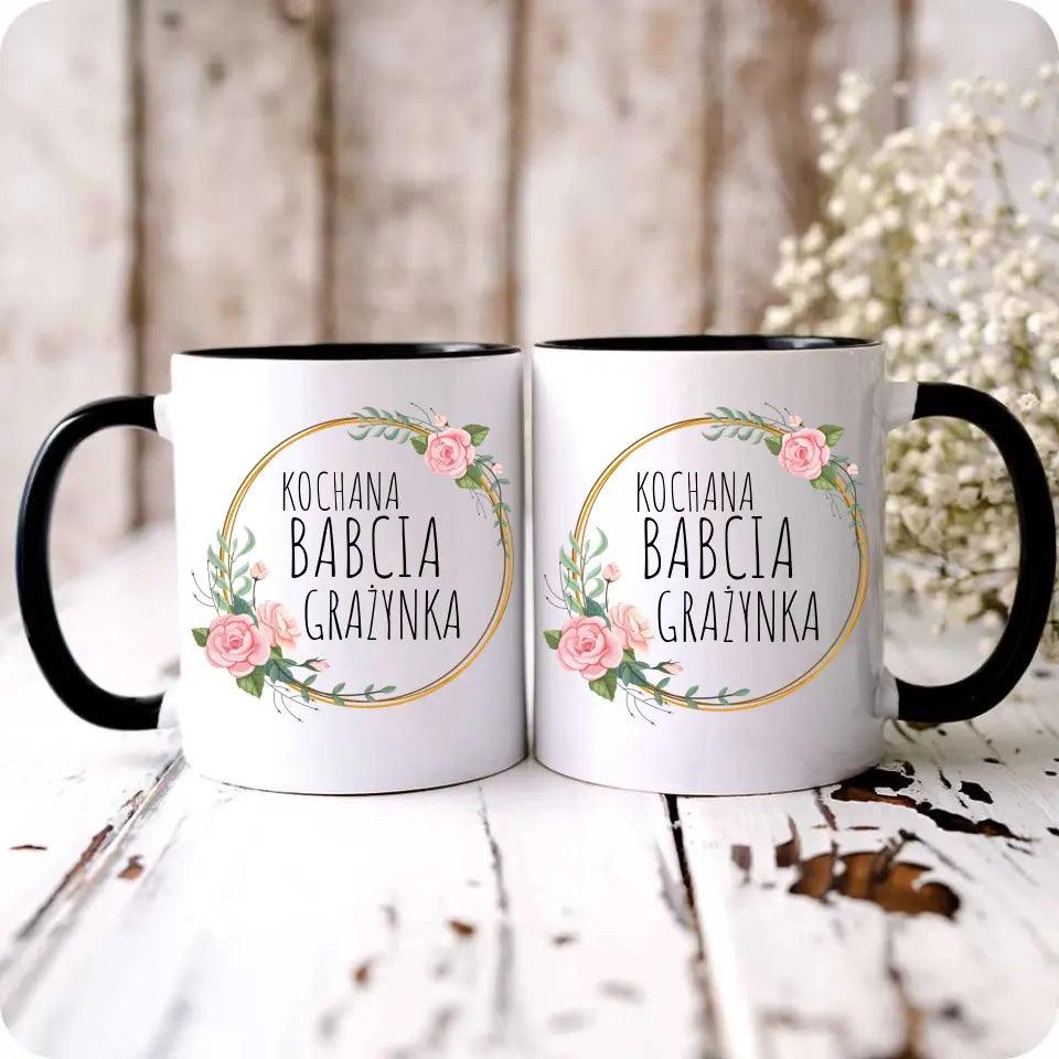 Personalizowany kubek dla babci imię Kochana Babcia, kubek na Dzień Babci - storycups.pl