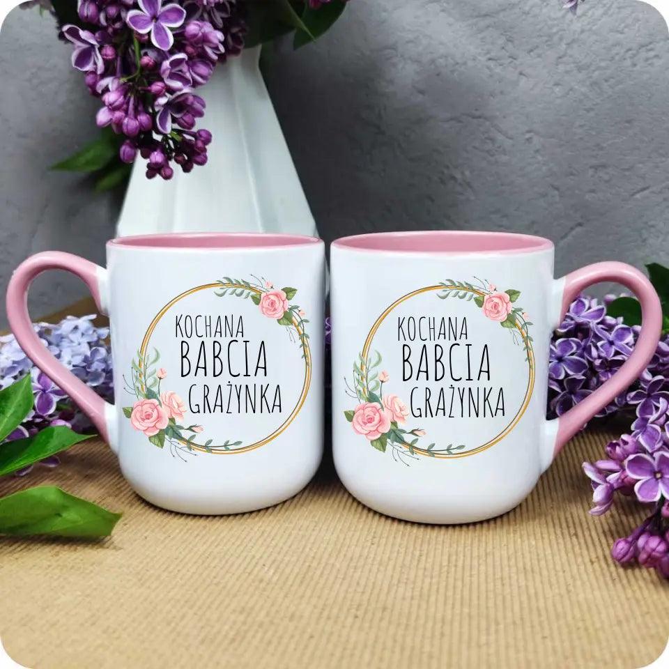 Personalizowany kubek dla babci imię Kochana Babcia, kubek na Dzień Babci - storycups.pl