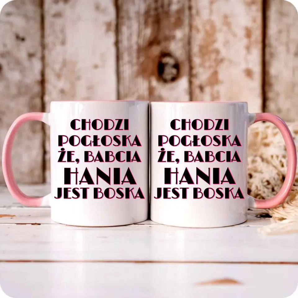 Różowy kubek z personalizowanym nadrukiem