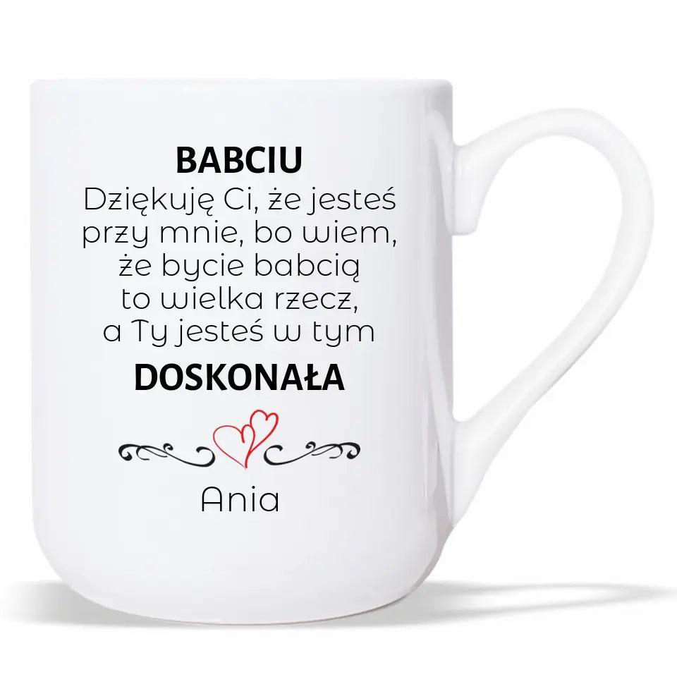 Kubek z dedykacją dla babci Doskonała Babcia, kubek na Dzień Babci - storycups.pl