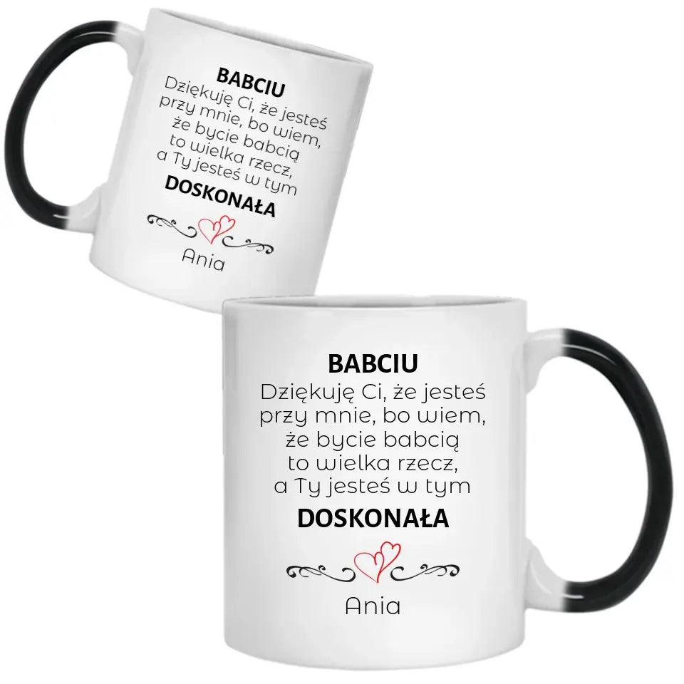 Kubek z dedykacją dla babci Doskonała Babcia, kubek na Dzień Babci - storycups.pl