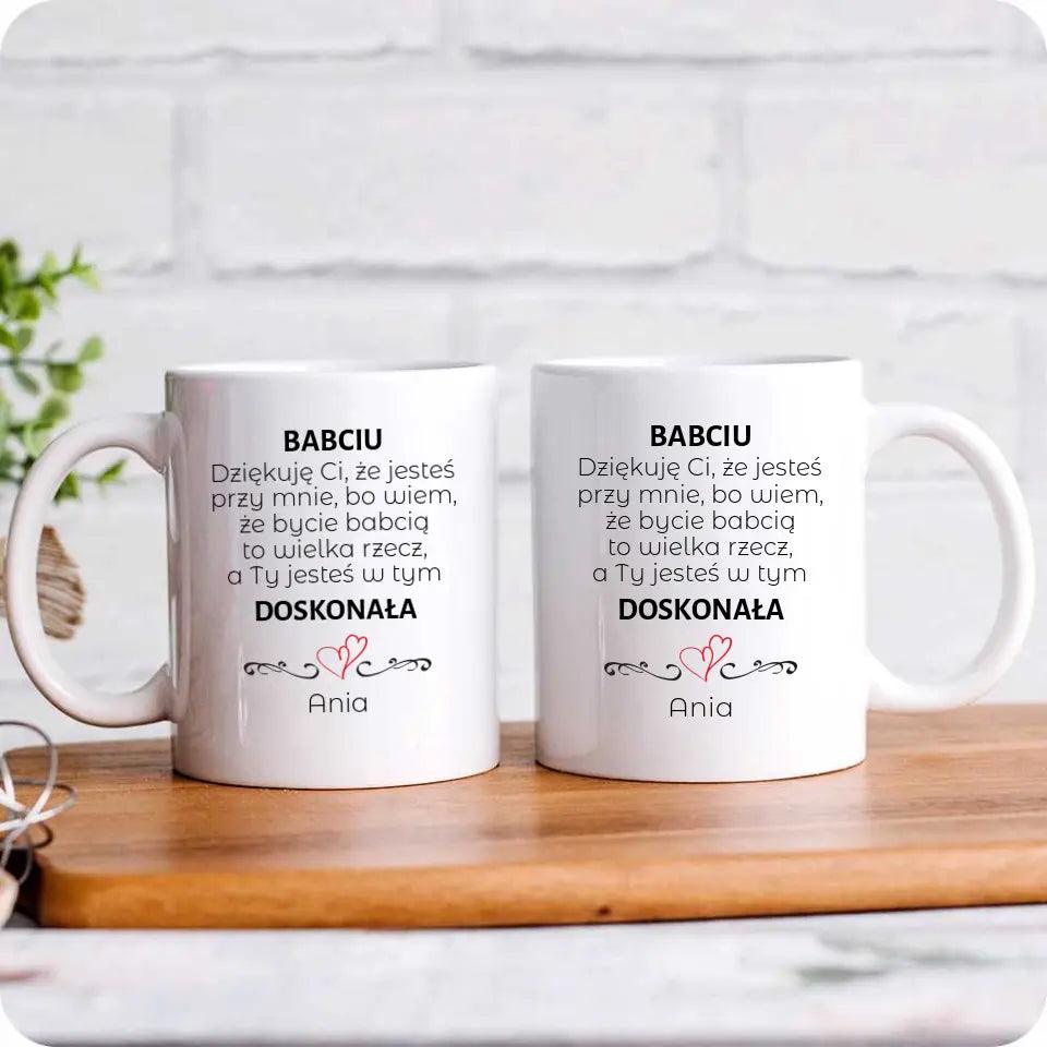 Kubek z dedykacją dla babci Doskonała Babcia, kubek na Dzień Babci - storycups.pl