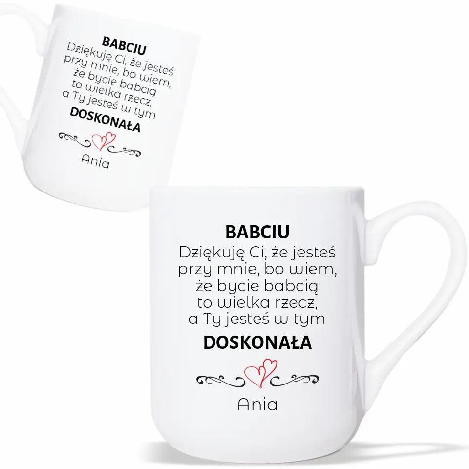 Kubek z dedykacją dla babci Doskonała Babcia, kubek na Dzień Babci - storycups.pl