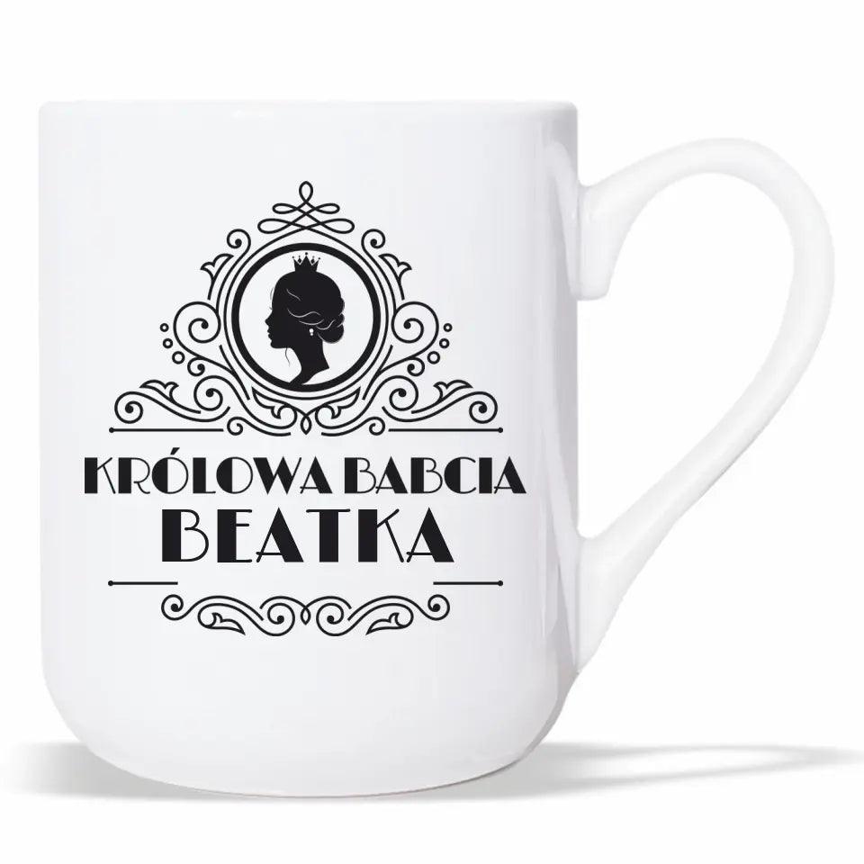 Kubek z imieniem dla babci nadruk Królowa Babcia, kubek na Dzień Babci - storycups.pl