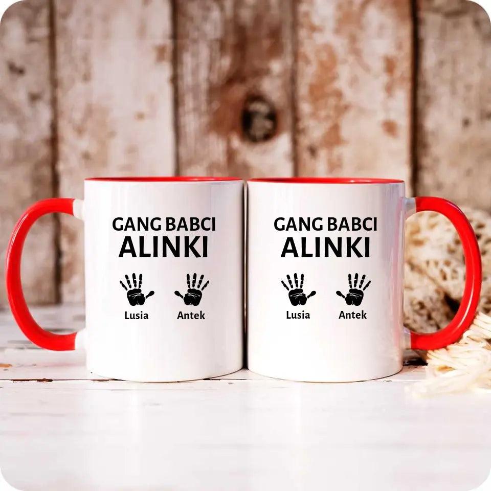 Personalizowany kubek dla babci imiona Gang Babci, kubek na Dzień Babci - storycups.pl