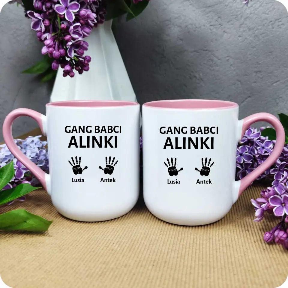 Personalizowany kubek dla babci imiona Gang Babci, kubek na Dzień Babci - storycups.pl