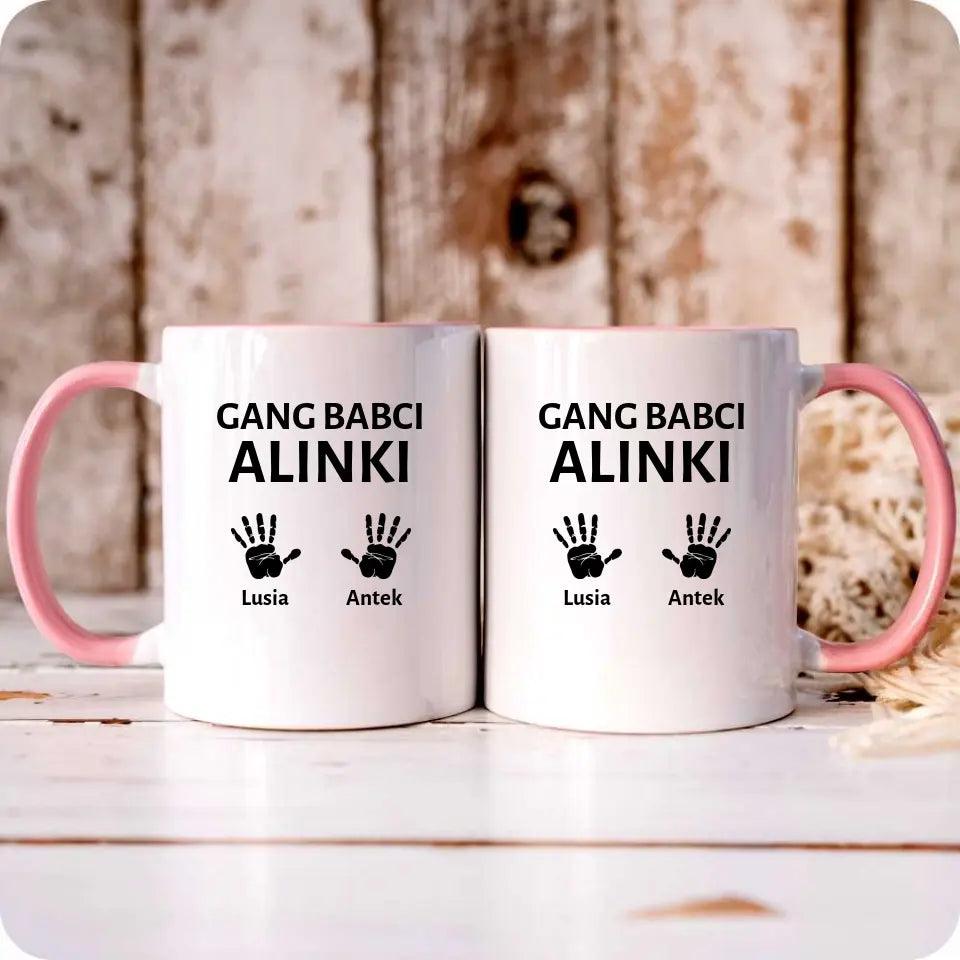 Personalizowany kubek dla babci imiona Gang Babci, kubek na Dzień Babci - storycups.pl