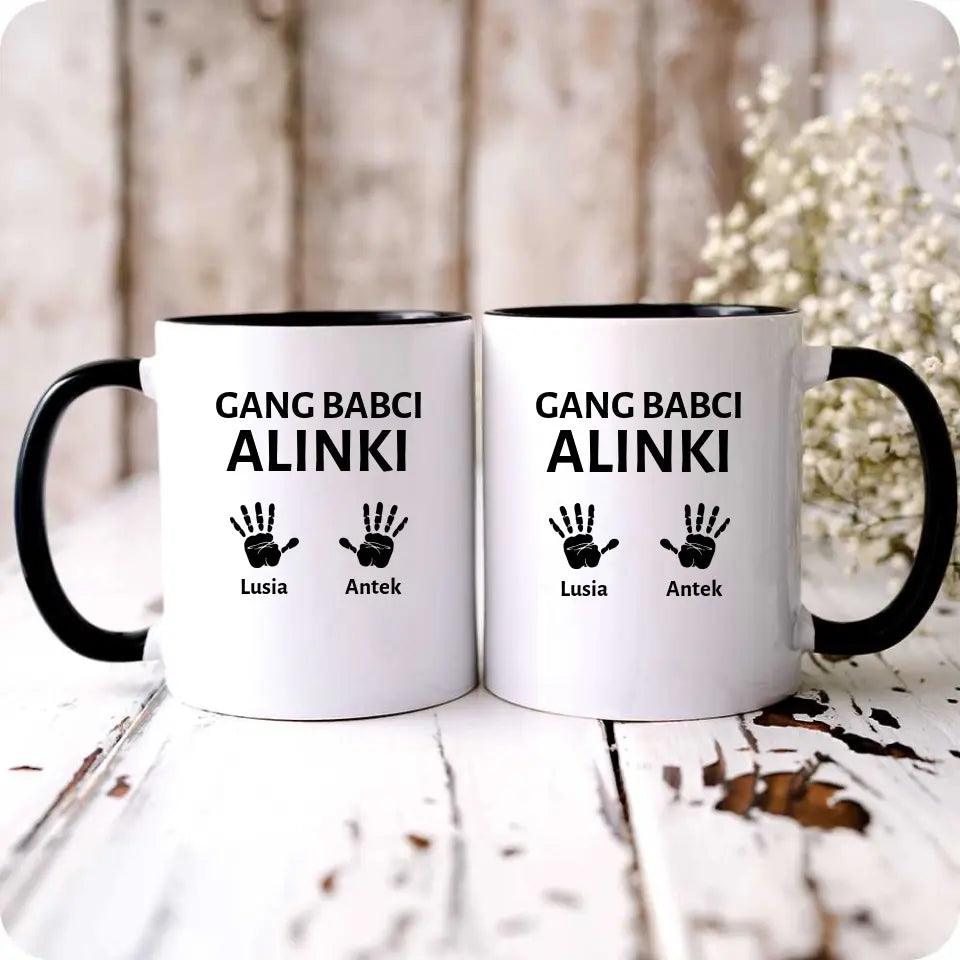 Personalizowany kubek dla babci imiona Gang Babci, kubek na Dzień Babci - storycups.pl