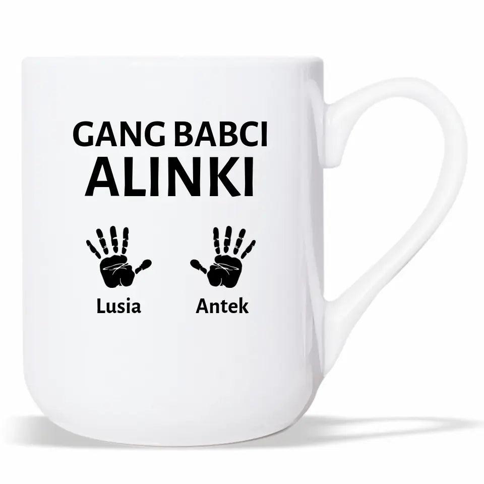 Personalizowany kubek dla babci imiona Gang Babci, kubek na Dzień Babci - storycups.pl