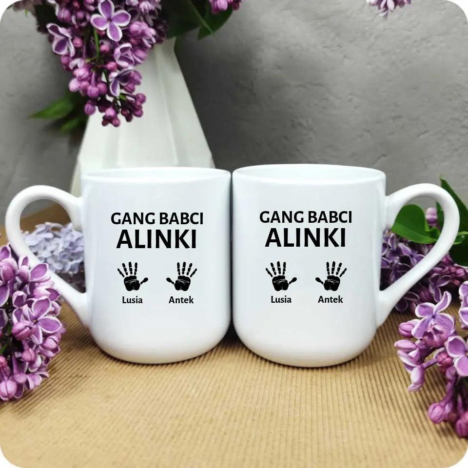 Personalizowany kubek dla babci imiona Gang Babci, kubek na Dzień Babci - storycups.pl