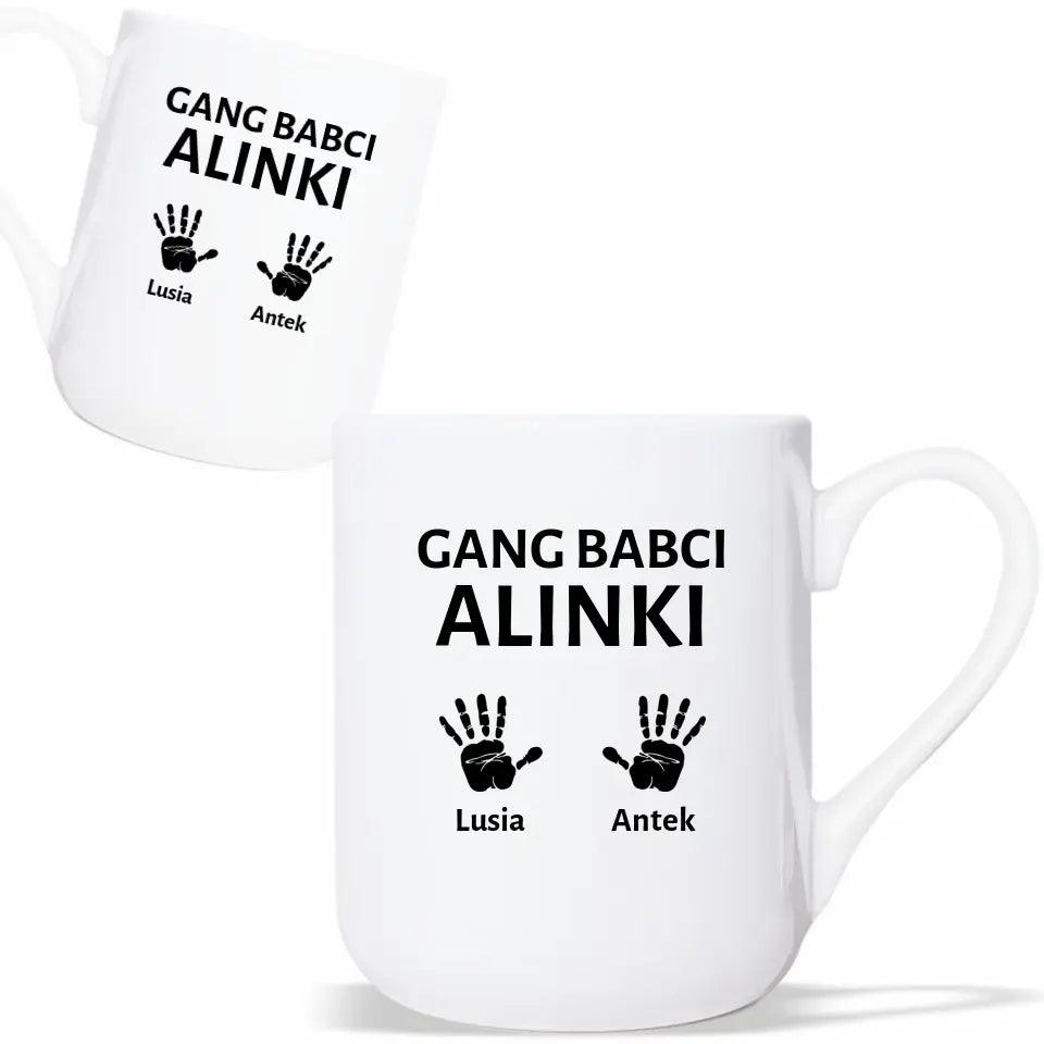 Personalizowany kubek dla babci imiona Gang Babci, kubek na Dzień Babci - storycups.pl