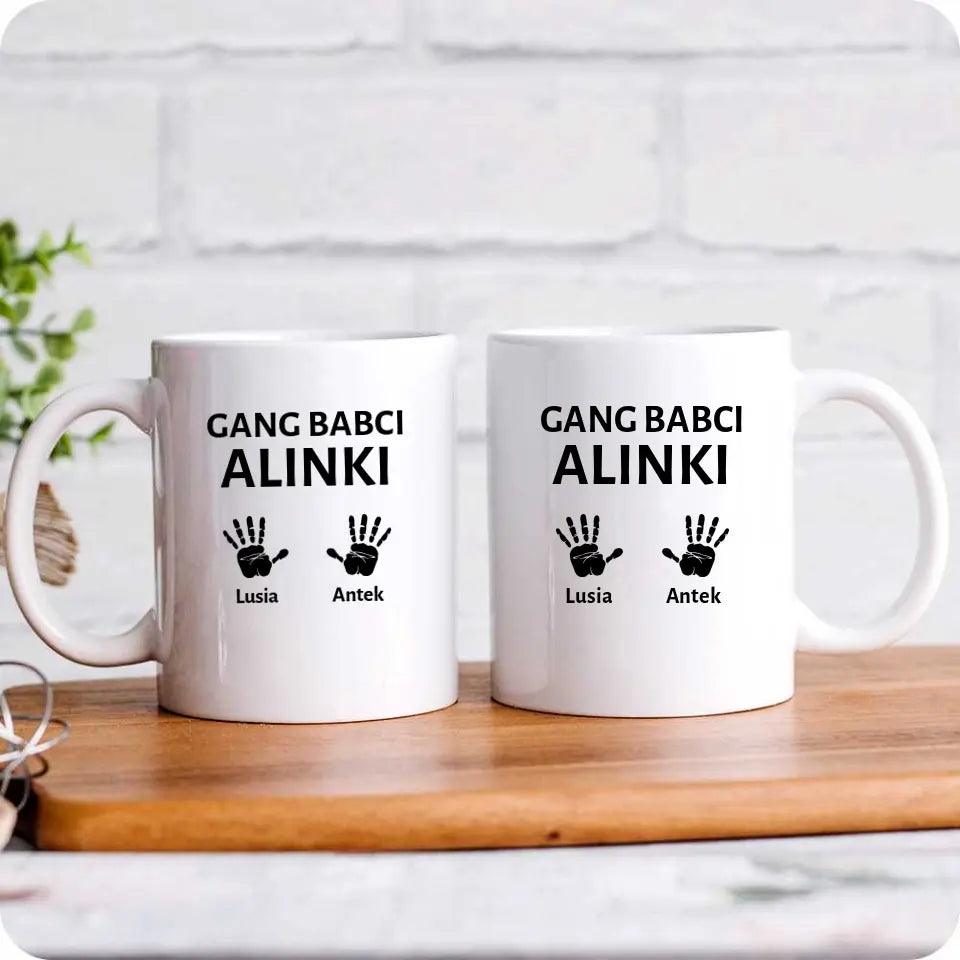 Personalizowany kubek dla babci imiona Gang Babci, kubek na Dzień Babci - storycups.pl