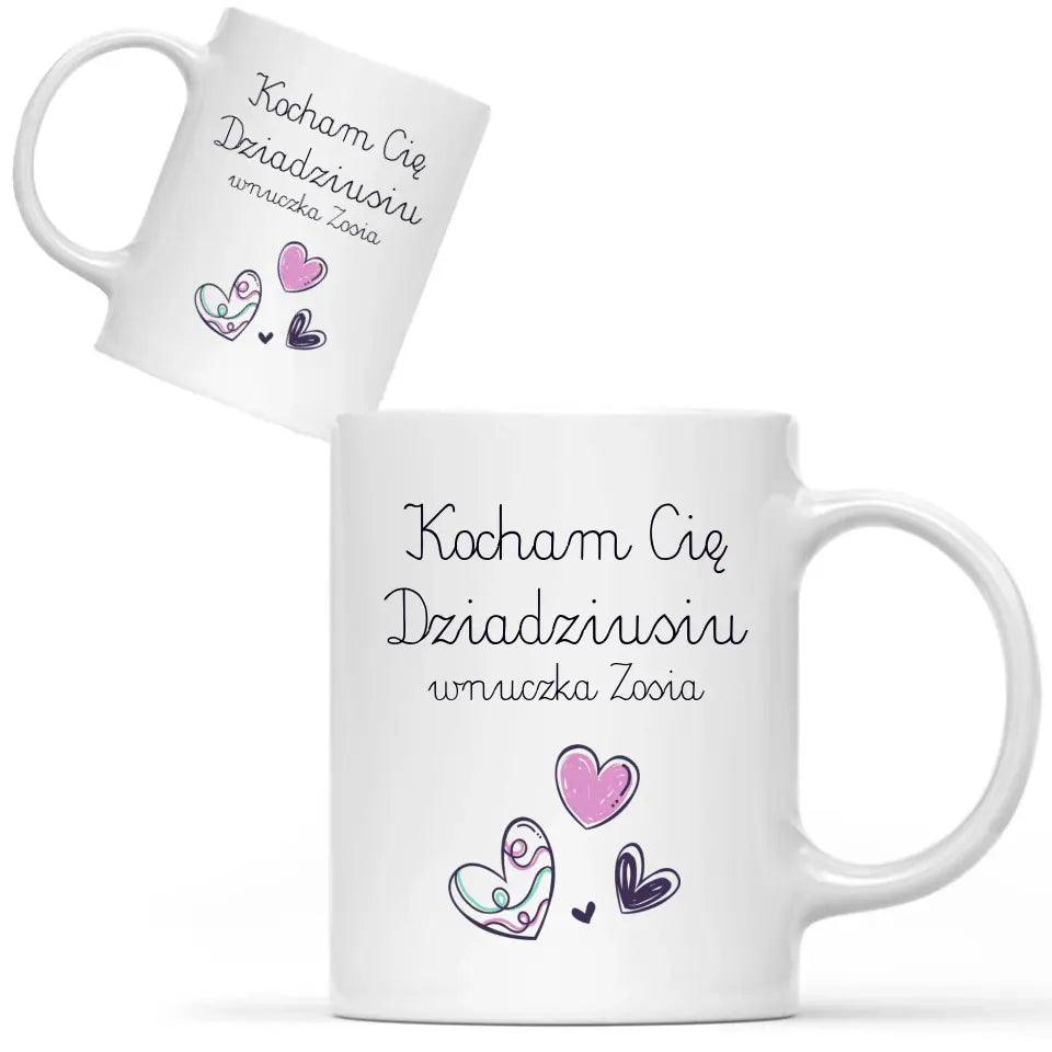 Personalizowany kubek dla dziadka Kocham Cię dziadziusiu, na Dzień Dziadka - storycups.pl