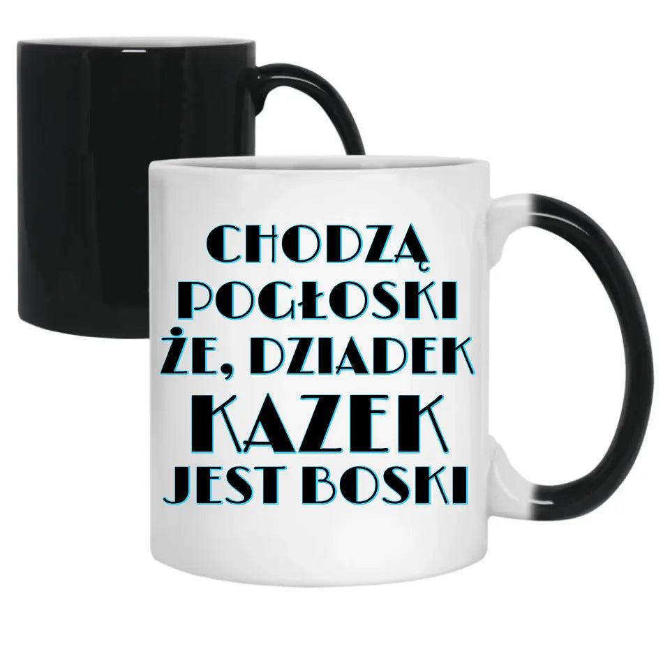 Kubek z imieniem dla dziadka Chodzą pogłoski, że dziadek jest boski, na Dzień Dziadka - storycups.pl