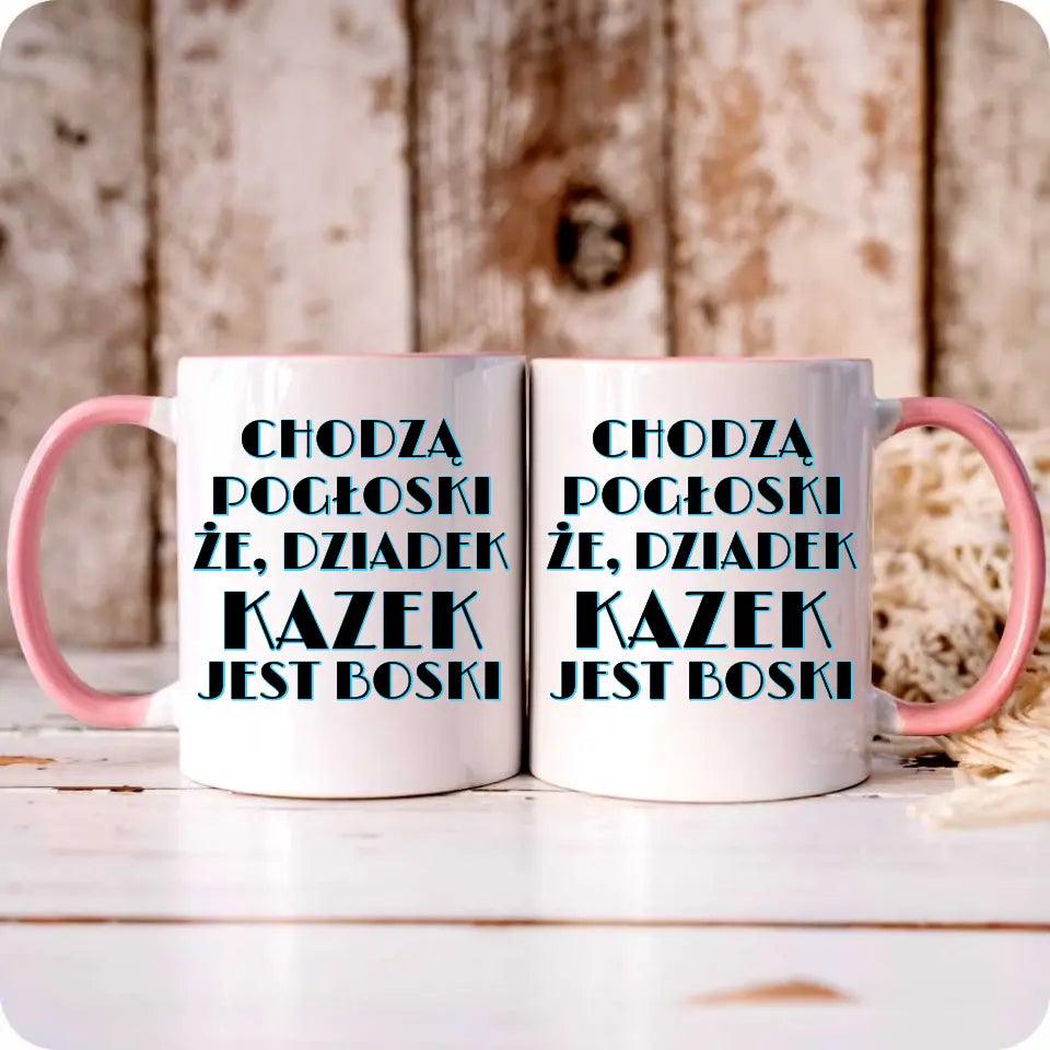 Kubek z imieniem dla dziadka Chodzą pogłoski, że dziadek jest boski, na Dzień Dziadka - storycups.pl