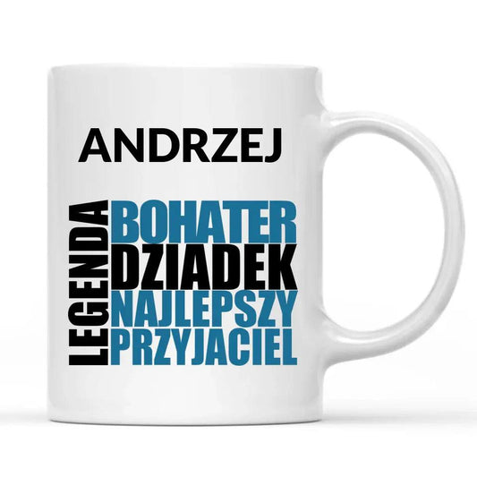 Kubek z imieniem dla dziadka Legenda, na Dzień Dziadka - storycups.pl