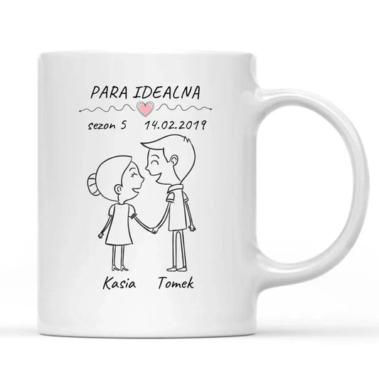 Kubek dla par personalizowany imiona Para Idealna W11 - storycups.pl