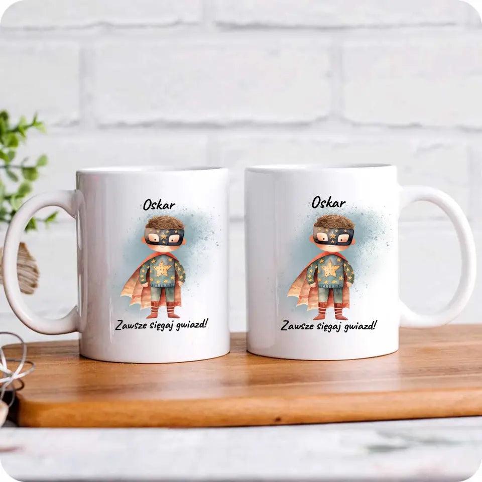 Personalizowany kubek dla chłopca SIĘGAJ GWIAZD DD06 - storycups.pl