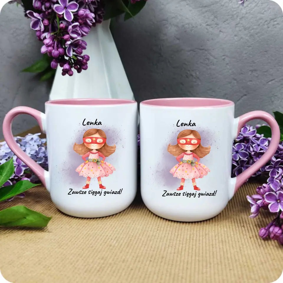 Personalizowany kubek dla dziewczynki SIĘGAJ GWIAZD DD07 - storycups.pl