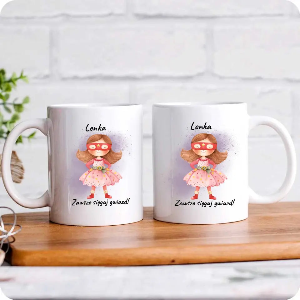 Personalizowany kubek dla dziewczynki SIĘGAJ GWIAZD DD07 - storycups.pl