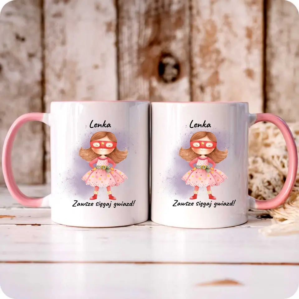 Personalizowany kubek dla dziewczynki SIĘGAJ GWIAZD DD07 - storycups.pl