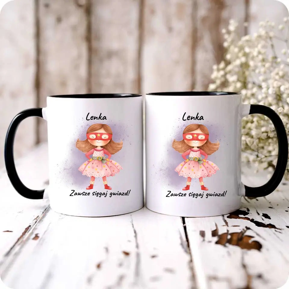 Personalizowany kubek dla dziewczynki SIĘGAJ GWIAZD DD07 - storycups.pl