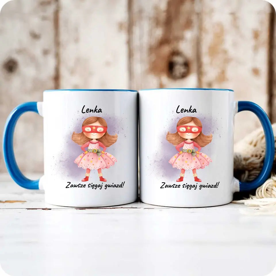 Personalizowany kubek dla dziewczynki SIĘGAJ GWIAZD DD07 - storycups.pl