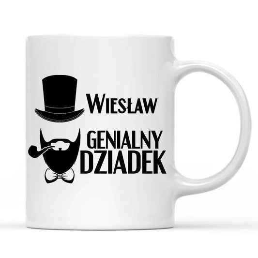 Kubek z imieniem dla dziadka na prezent GENIALNY DZIADEK, na Dzień Dziadka - storycups.pl
