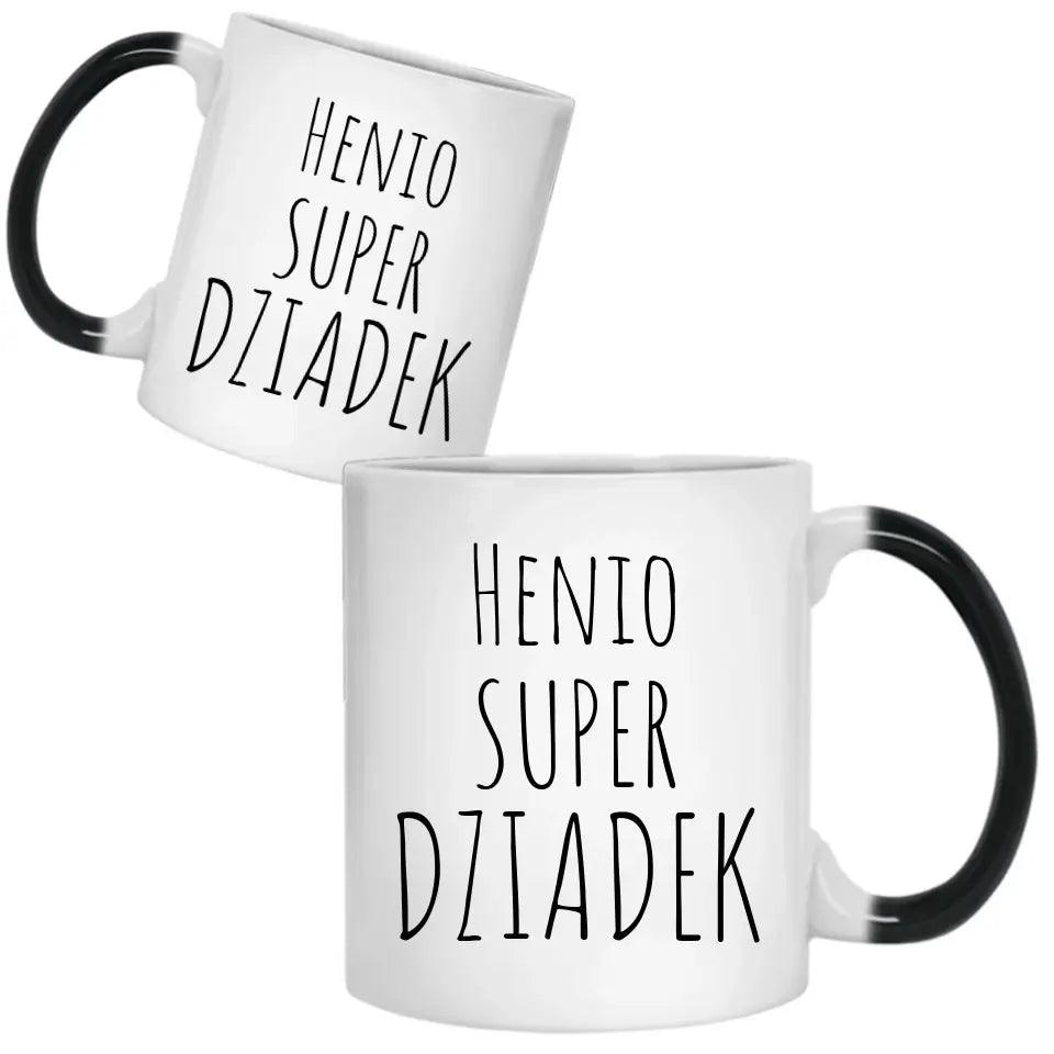 Kubek z nadrukiem dla dziadka na prezent imię SUPER DZIADEK, na Dzień Dziadka - storycups.pl