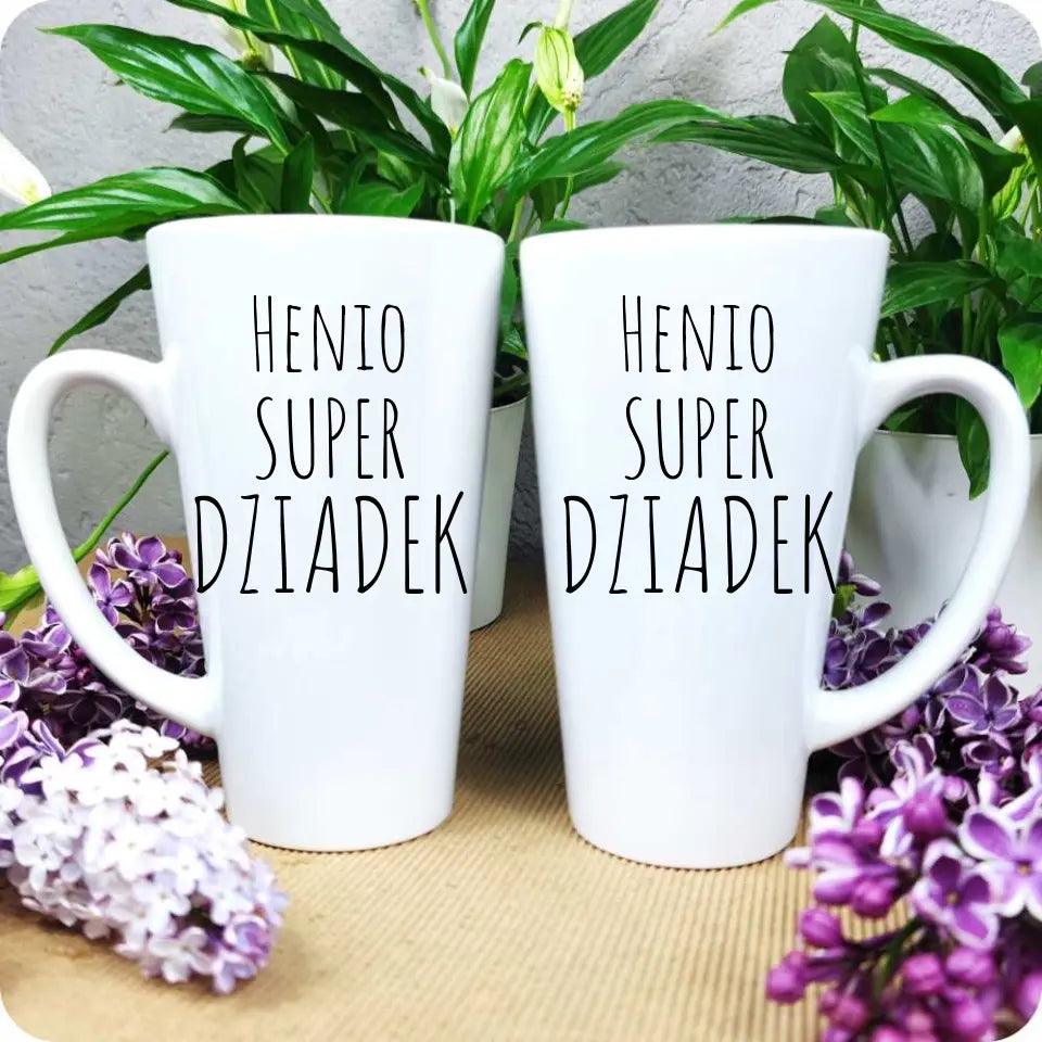 Kubek z nadrukiem dla dziadka na prezent imię SUPER DZIADEK, na Dzień Dziadka - storycups.pl