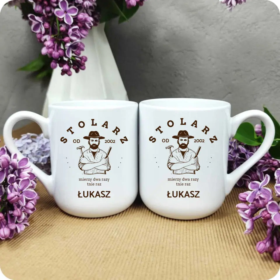 Kubek z imieniem dla STOLARZA personalizacja HZ05 - storycups.pl