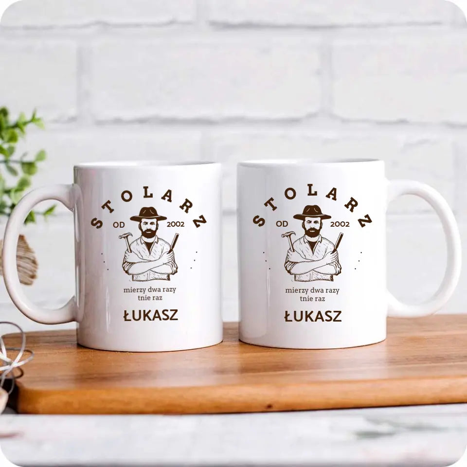 Kubek z imieniem dla STOLARZA personalizacja HZ05 - storycups.pl