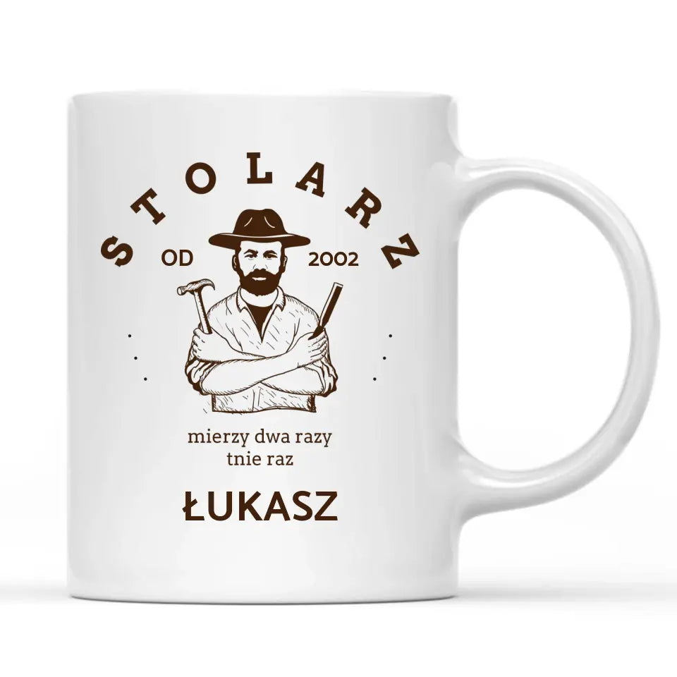 Kubek z imieniem dla STOLARZA personalizacja HZ05 - storycups.pl