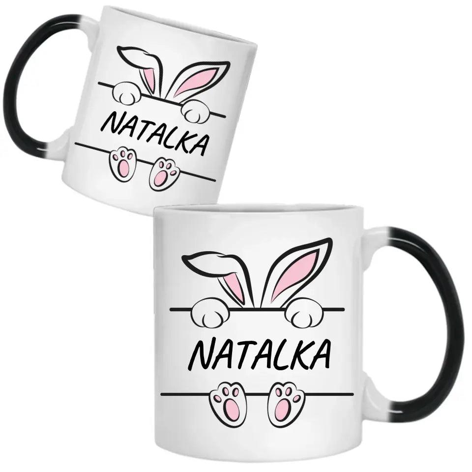 Kubek wielkanocny z imieniem personalizacja dla niej ZAJĄC WIELKANOC WN15 - storycups.pl