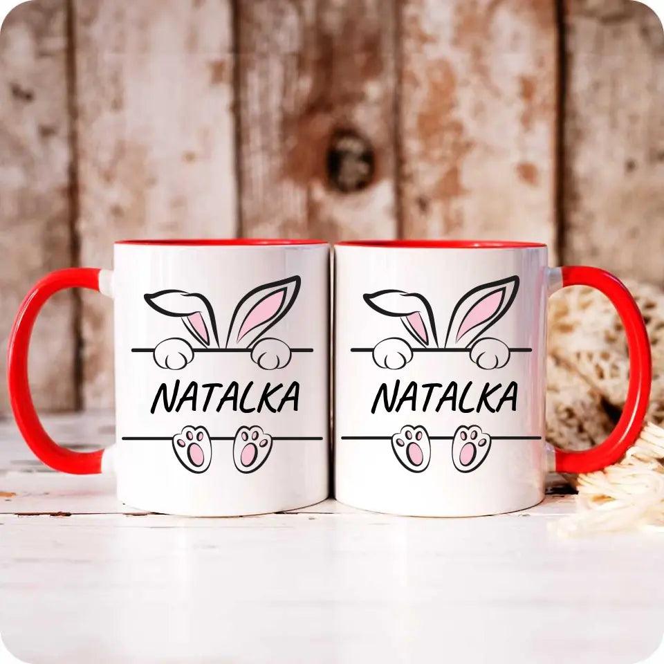 Kubek wielkanocny z imieniem personalizacja dla niej ZAJĄC WIELKANOC WN15 - storycups.pl