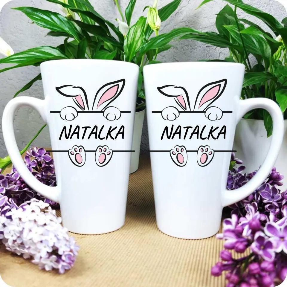 Kubek wielkanocny z imieniem personalizacja dla niej ZAJĄC WIELKANOC WN15 - storycups.pl