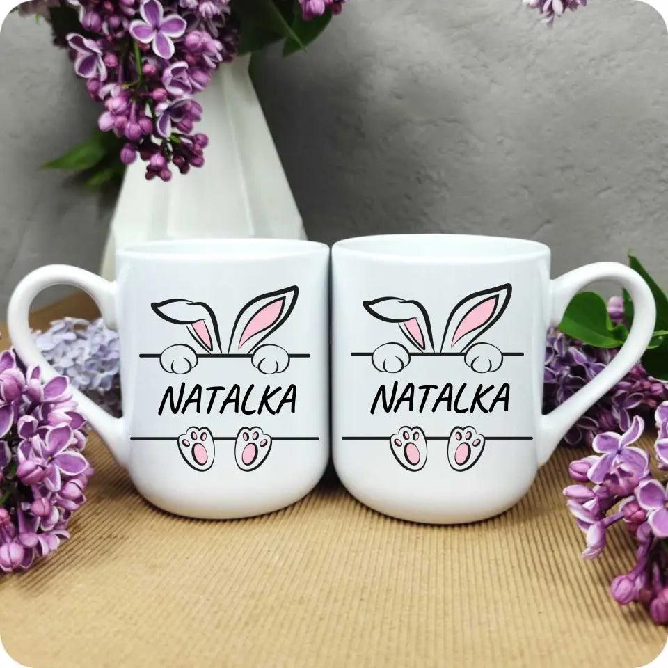 Kubek wielkanocny z imieniem personalizacja dla niej ZAJĄC WIELKANOC WN15 - storycups.pl