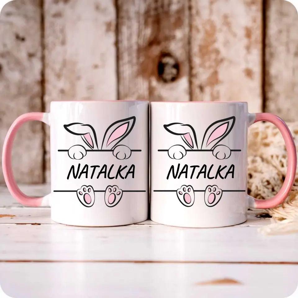 Kubek wielkanocny z imieniem personalizacja dla niej ZAJĄC WIELKANOC WN15 - storycups.pl