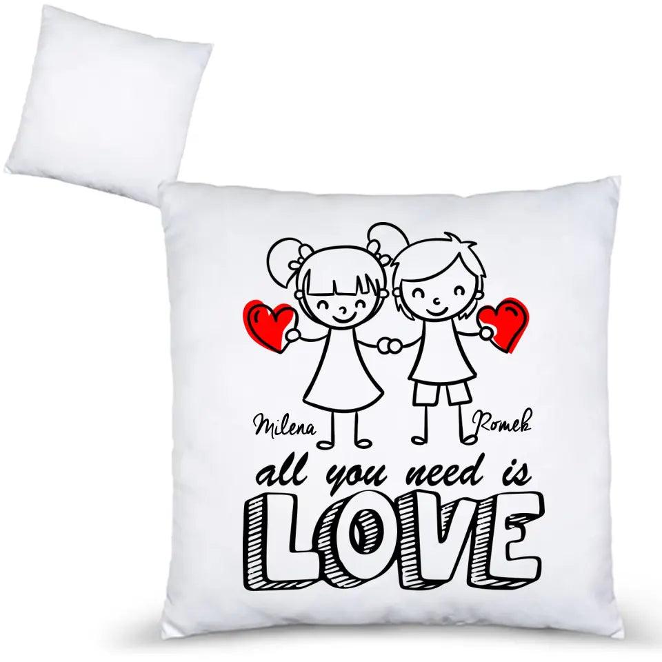 Poduszka dla par imiona ALL YOU NEED IS LOVE W13 - storycups.pl