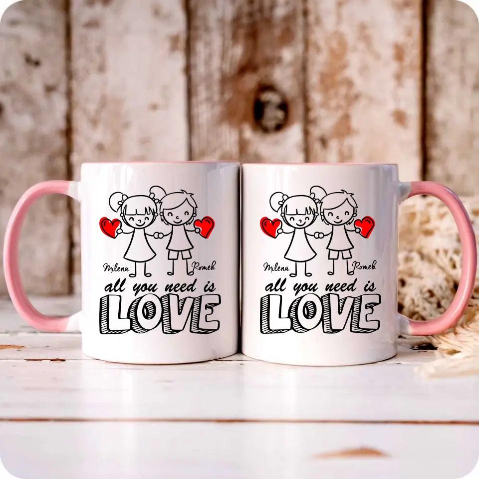 Kubek dla par imiona ALL YOU NEED IS LOVE W13 - storycups.pl