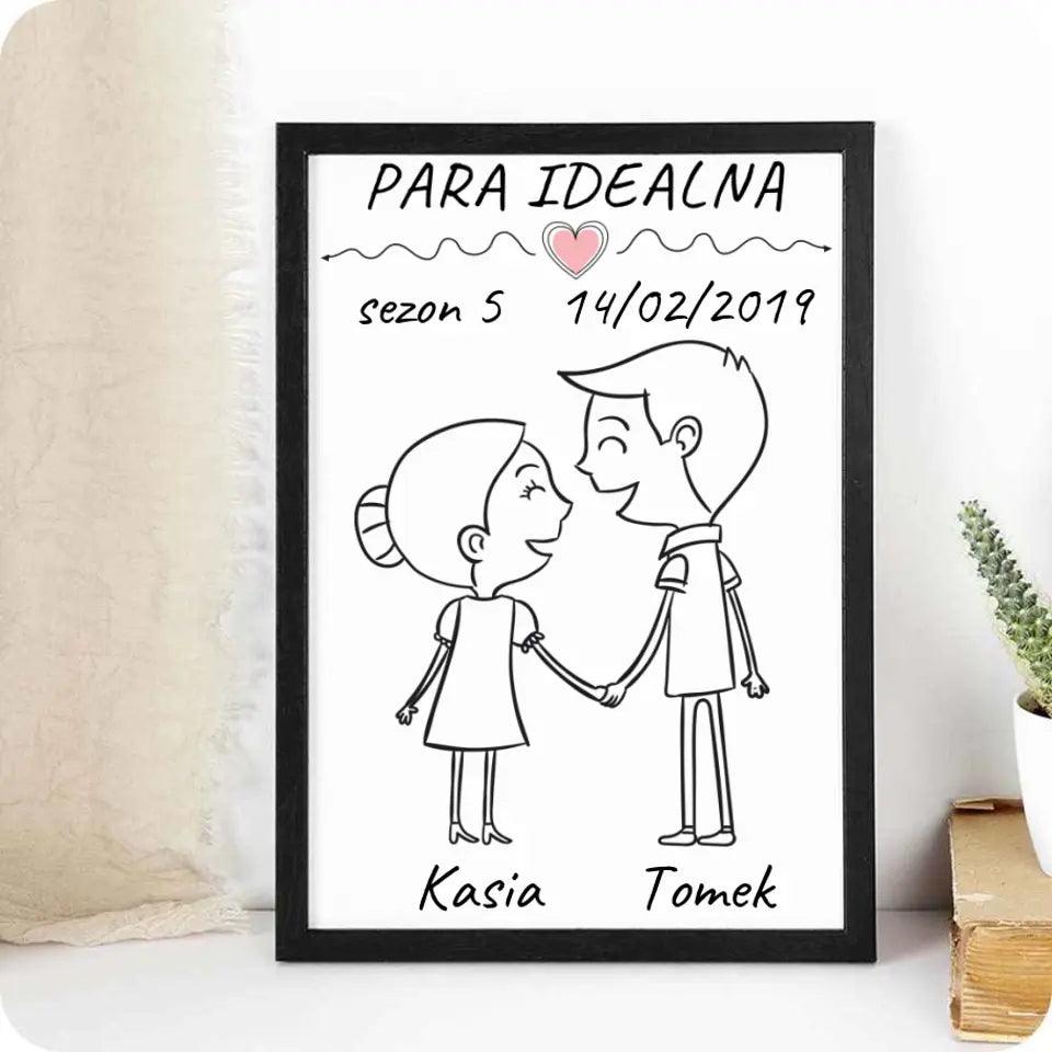 Obraz w ramie dla par personalizowany imiona Para Idealna W11 - storycups.pl
