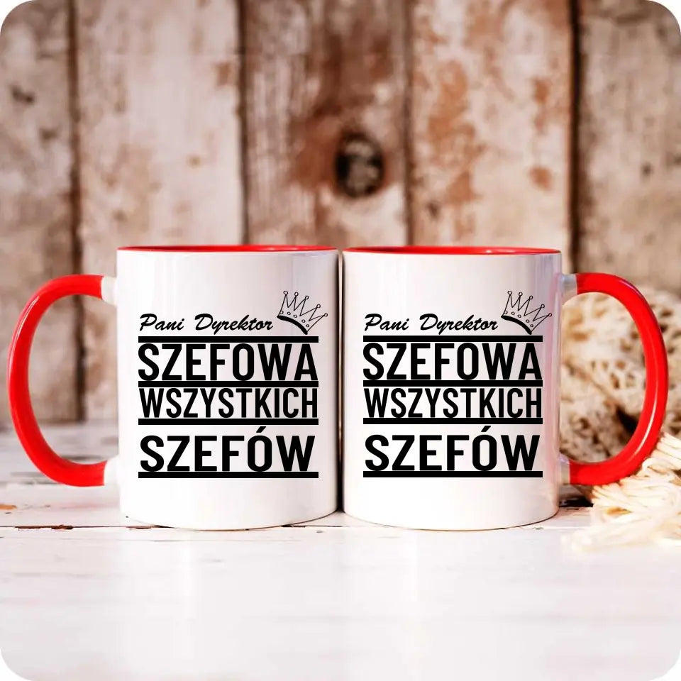 Czerwony kubek z personalizowanym nadrukiem