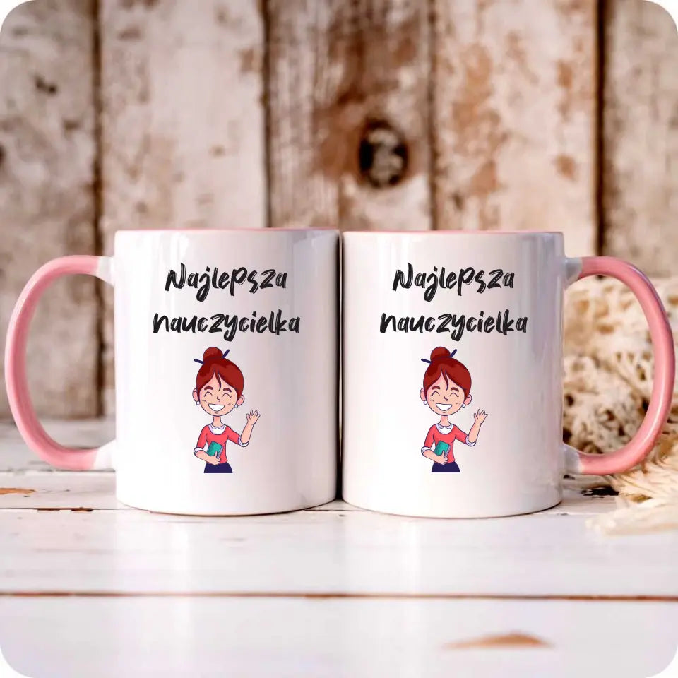 Różowy kubek z personalizowanym nadrukiem