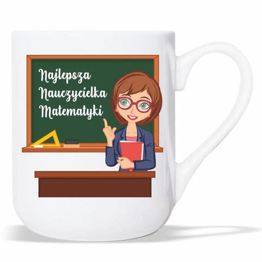 Kubek dla NAUCZYCIELKI MATEMATYKI prezent dla nauczyciela, podziękowanie na zakończenie roku szkolnego - storycups.pl