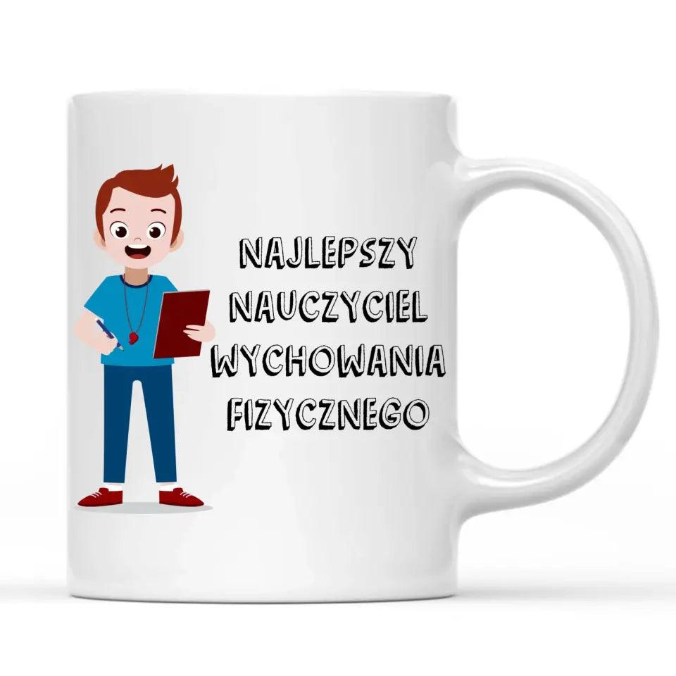 Kubek DLA NAUCZYCIELA wychowania fizycznego W-F prezent dla nauczyciela, podziękowanie na zakończenie roku szkolnego - storycups.pl